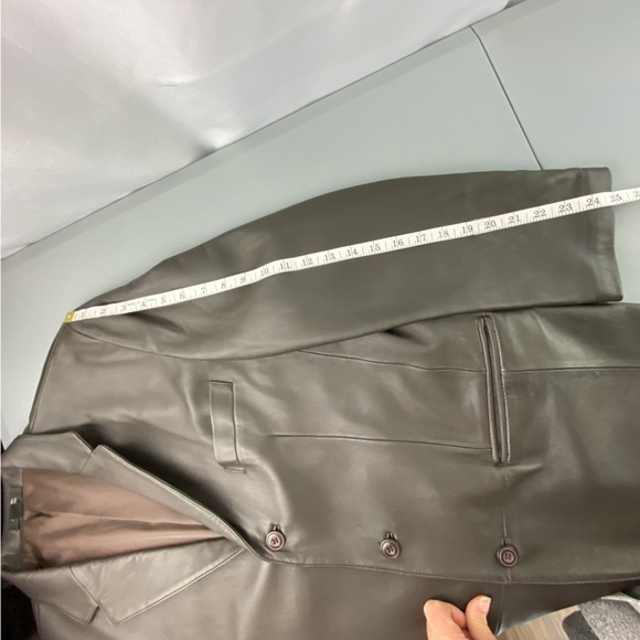 J. Ferrar Leather Double Breasted 3 Button Blazer in Dark Brown, Men's Medium - Picture 15 of 16